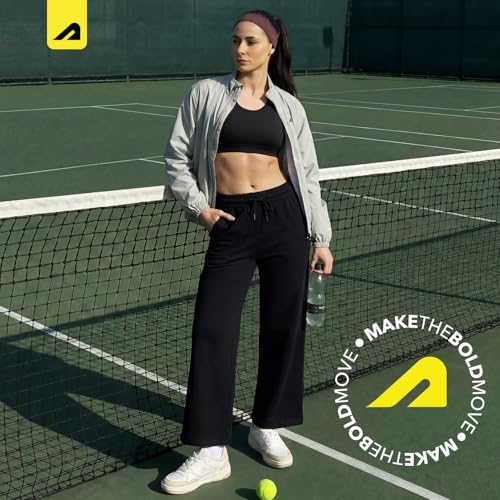 Image of Boldfit Track Pants for Woman, Trousers for Women Wide Leg, Gym Pant with Pockets, Adjustable Drawstring Waist Lower, Workout & Running Women Sports Sweatpants
