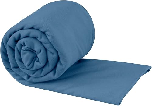 Sea to Summit - Pocket Microfibre Towel L- Bath Towel - Tiny Pack Size - Ultra Absorbent & Quick Dry - Whisper Light - Hang Loop & Case - For Backpacking - 60 x 120cm - Moonlight Blue - 112g