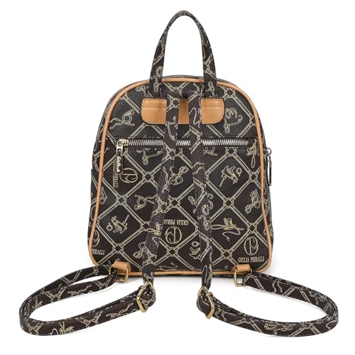 Image of MKP COLLECTION Small Backpack Purse for Women, Giulia Pieralli Designer Pattern Faux Leather Fashion Travel Bag, Elegant Multi-Pocket Ladies Daypack