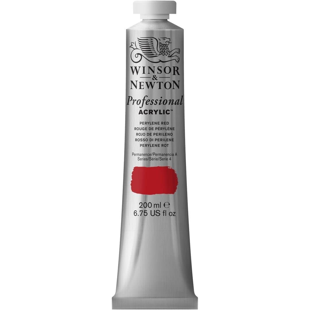 Winsor & Newton 2337464 Professional Acrylfarbe in Künstlerqualität, hohe Farbbrillanz & Deckkraft, Archivqualität, 200ml Tube - Perylen Rot