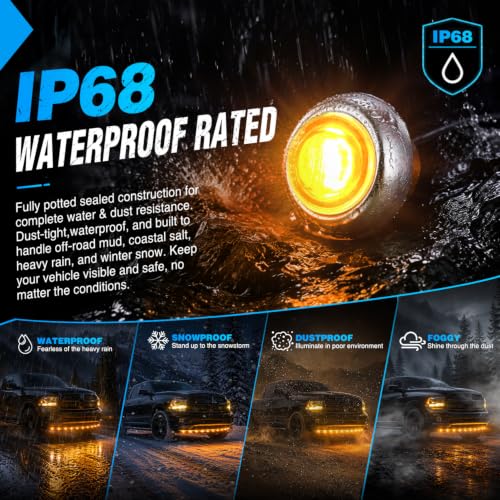 Image of Nilight 3 /4 inch Round Marker Lights 20PCS Amber Side Bullet Clearance Light | 304 Stainless Steel Bezel with IP68 Waterproof Hardwired Bright LEDs and 2 Wire Design for 12V Trailers Trucks Campers Boats
