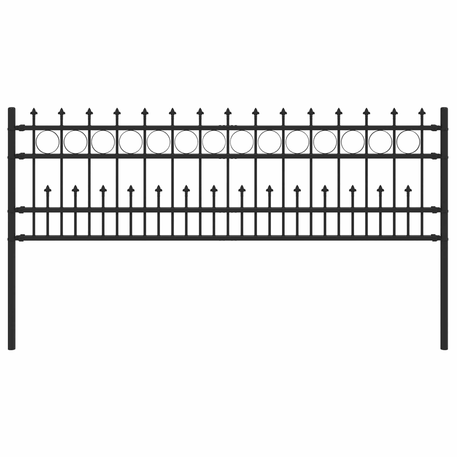 Spike Ring Fence Horst Black 200x110cm Powder-Coated Steel Outdoor Garden Security Barrier Interlocking Panel System Weather Resistant