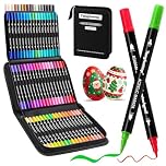Tongfushop 72 Colours Acrylic Paint Pens, Non-Toxic Water-Based & Fast-Dry Dual Tip Acrylic Markers for Stone Painting, Canvas, Wood, Adult Artist Supplies