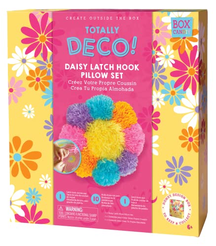 Image of BOX CANDIY Totally Deco Daisy Latch Hook Hooked Rug Pillow Kit to Make and Display
