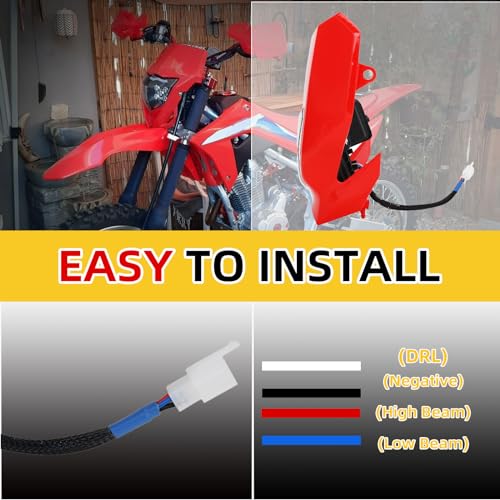 Image of Dirt Bike Headlight,Motorcycle Head Light Universal for CRF450R CRF450L CRF450RX CRF250L CRF250L RALLY CRF300L CRF300L RALLY CRF250R CRF250F Red