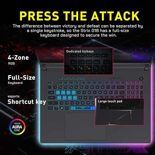 Image of ASUS ROG Strix G18 18 inch WQXGA 240Hz Gaming Laptop, Intel Ultra 9-275HX, NVIDIA GeForce RTX 5070 GDDR7, 16GB DDR5, 2TB Storage (1TB SSD+1TB Docking Station), RGB Backlit Keyboard, Wi-Fi 7, Win 11, Gray