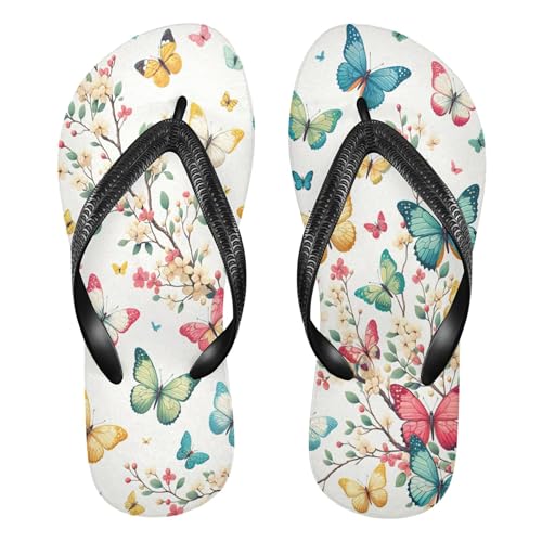 Burbuja Butterflies on Tree Flip Flops for Women Men, Soft Thong Sandals Rubber Slippers for Pool Beach Essentials