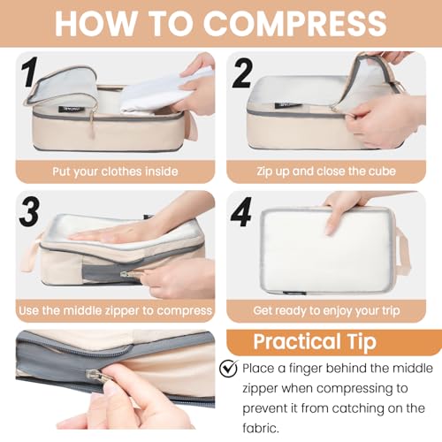 Image of BAGAIL 6 Set Ultralight Compression Packing Cubes Packing Organizer for Travel Accessories Luggage Suitcase Backpack