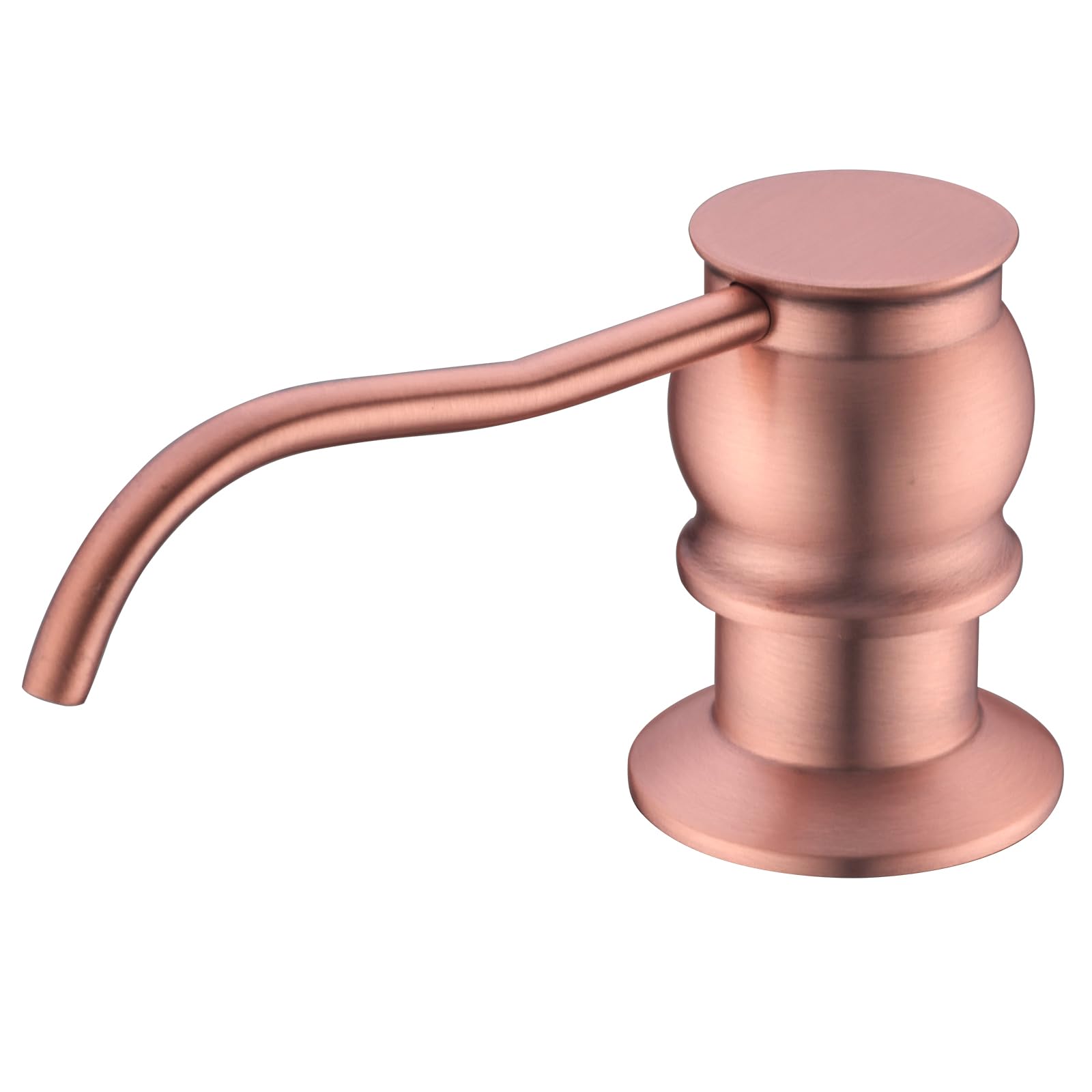 GICASA Brass Kitchen Soap Dispenser, Red Copper in Sink Liquid Dish Soap Dispenser with High Capacity 500ML （17oz） ABS Bottle, Under Sink Hand Metal Dispenser Pump