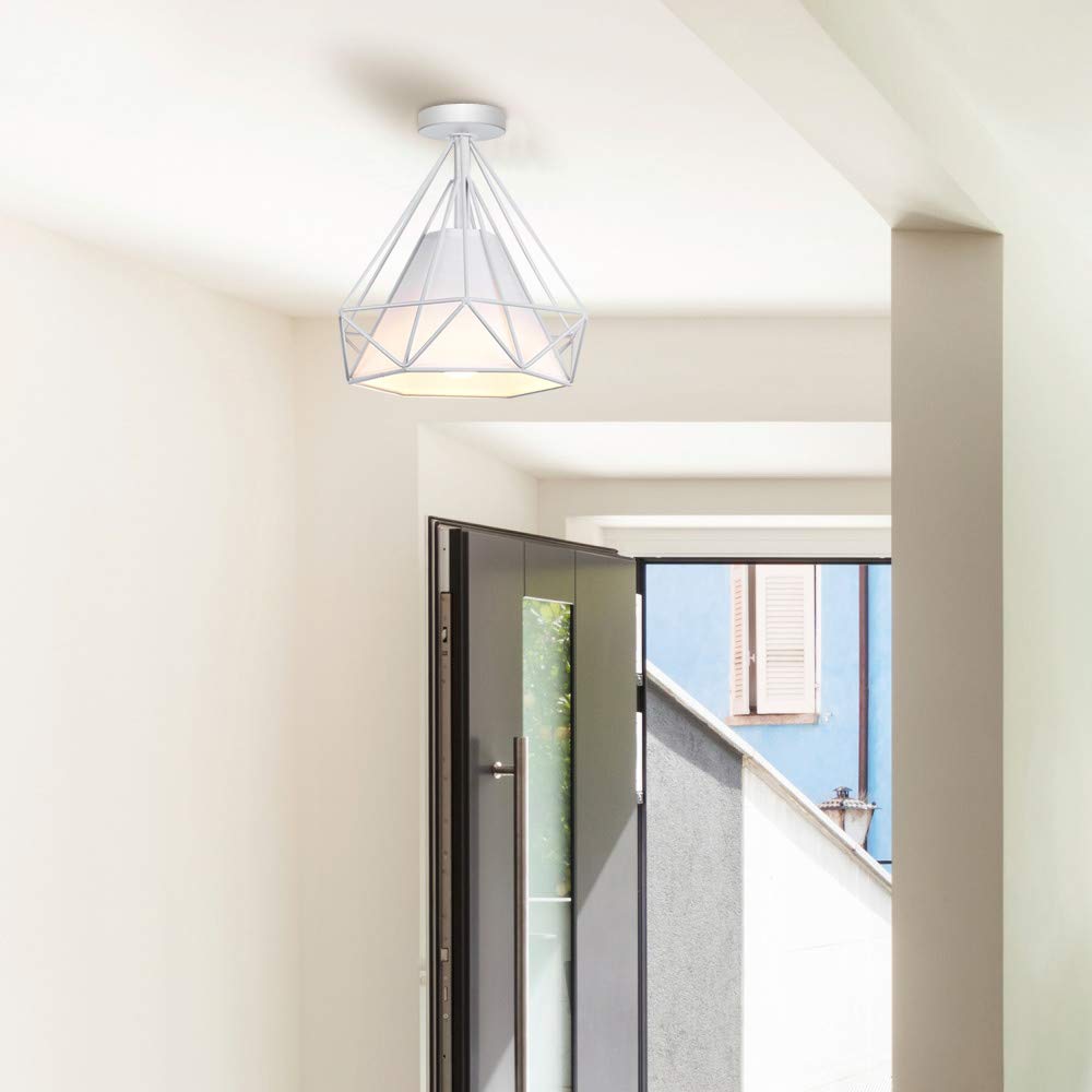 iDEGU Lampadario a sospensione cablata industriale a forma di diamante, lampada da soffitto, 25 cm (giallo