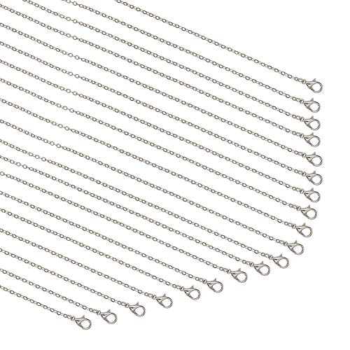 PH PandaHall Cadena de collar de 23.5 pulgadas para hacer joyas, chapado en plata, collar de eslabones a granel para mujer, collar con colgante, joyería, regalos del día de la madre, 20 unidades, 60