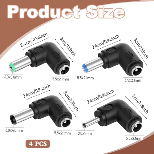 Conector de ángulo recto 5.5x2.1mm 4 piezas miniatura 2
