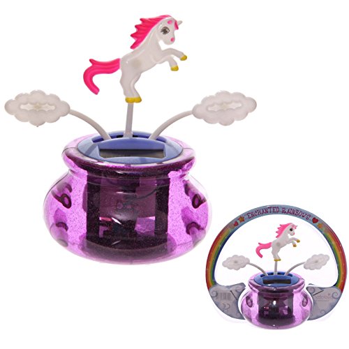 Fun Unicorn Solar Powered Novelty Pal - Height 10.5cm Width 10.5cm Depth 7.5cm