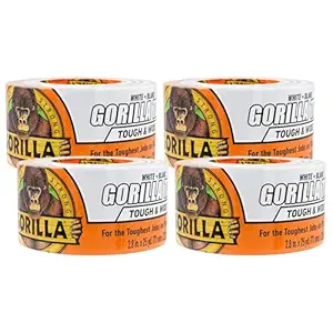 Gorilla 6025302DF Tough & Wide Duct Tape, 4-Pack, White
