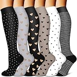 BLUEENJOY Copper Compression Socks for Women & Men (6 pairs) - Best Support for Nurses, Running, Hiking, Recovery