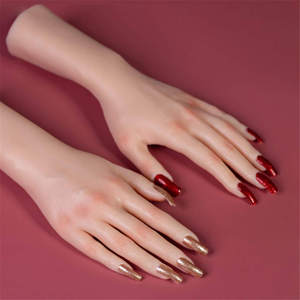 Modello di Mano in Silicone, Mani morbide Mani finte 1 Paio di Anelli di visualizzazione della Mano del manichino delle Donne realistiche in Silicone per Gioielli Nail Art Manicure a Mano Deco