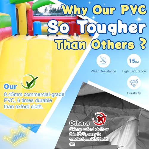 Image of 23FT Commercial Bounce House for Big Kids (0.45mm Heavy Duty PVC) (500lbs Capacity) Inflatable Obstacle Course with Splash Pool /Wide Water Slide /1100W Blower, Backyard Outdoor Party 23x8x9FT