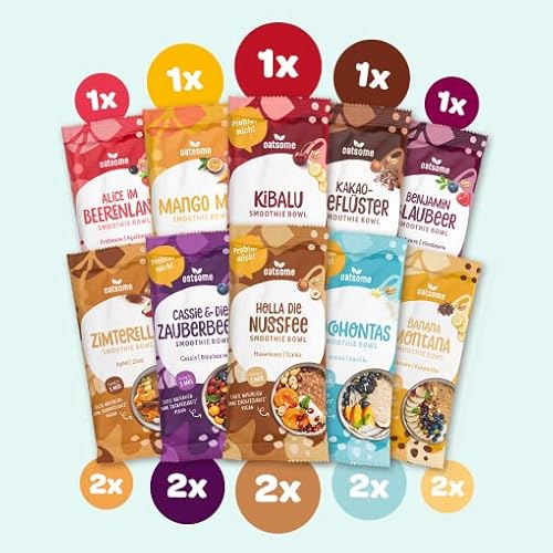 OATSOME® Smoothie Bowls Probierpaket | 15x50g Portionsbeutel | 100% Natürlich, Vegan & Ohne Zuckerzusatz | Frühstück | Superfoods | Mit Hafervollkornflocken | Gefriertrocknung | Zum Mitnehmen & Testen Cover