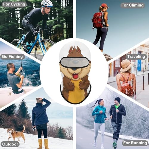 Balaclava con caricatura animada de castor para hombre y mujer, mascarilla facial con protección solar y respirable para senderismo, ciclismo, running y manejo miniatura 6