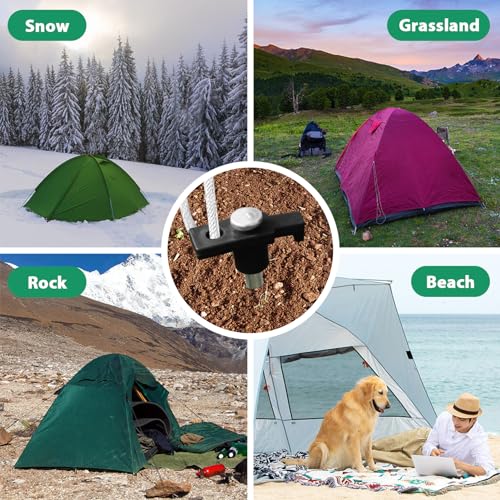 Image of Eurmax USA 10-Pack Secure Protection Galvanized Tent Stakes,Rust-Proof Steel Canopy Anchors for High Winds,Heavy Duty Commercial Ground Pegs for Camping,Pop Up Tents&Gazebos - Includes 4x10ft Ropes
