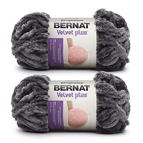 Image of Bernat Velvet Plus Vapor Gray Yarn - 2 Pack of 300g /10.5oz - Polyester - 6 Super Bulky - Knitting /Crochet
