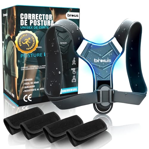 broous® SUPER Corrector Postura Espalda | Corrector de Postura Ajustable Hombre y Mujer | Espalda Recta | Espaldera | Transpirable + 4 Almohadillas | Alivio Dolor de Espalda | TALLA ÚNICA