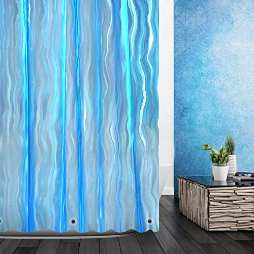 Clear Shower Liner with Magnets, Wimaha Plastic Shower Curtain Liner, Clear Shower Curtain Liner Heavy Duty with Bronze Grommets, Shower Liner with Hooks for Bathroom, Blue, 72x78