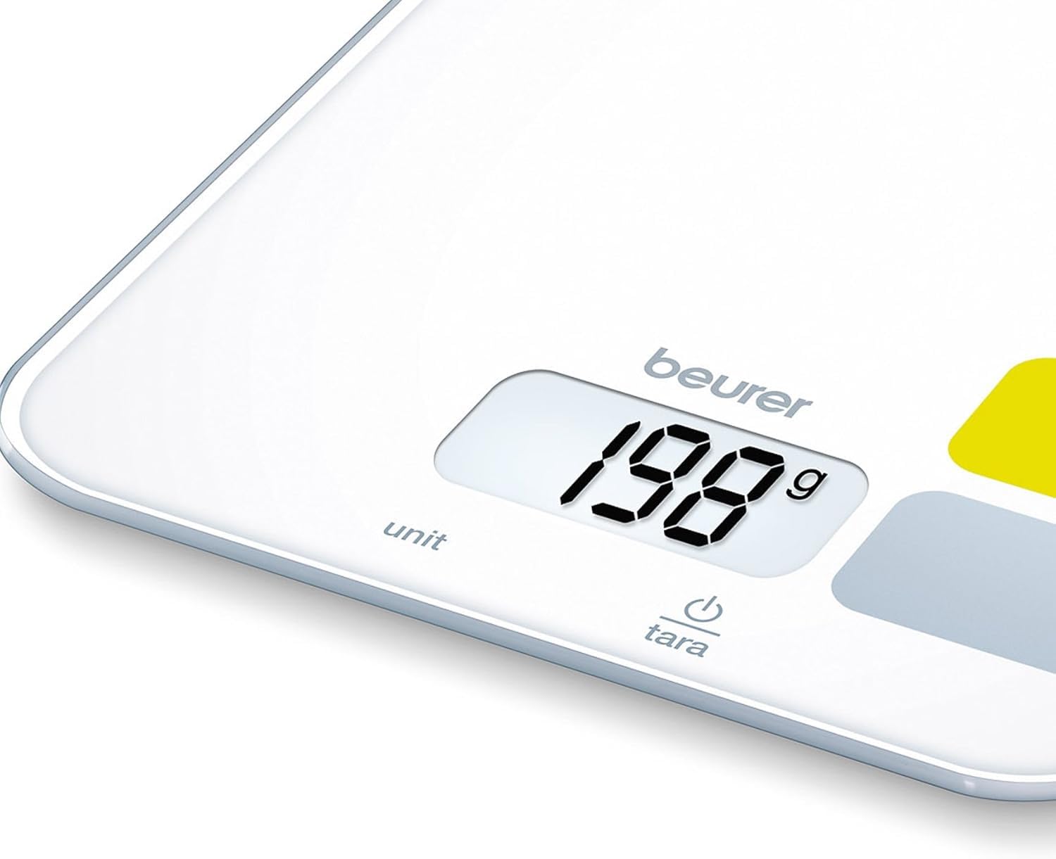 Beurer KS 19 Bilancia da Cucina Digitale, Ultra Piatta 16,5 mm, Vetro di Sicurezza, 5 kg di Capacità, Funzione Tara, Display LCD, Conversione Peso-Liquidi, Spegnimento Automatico