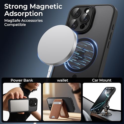 Image of Tobfit Magnetic Case for iPhone 16 Pro Max Compatible with Mag Safe, Translucent Matte Back Slim Shockproof Phone Cover for iPhone 16 Pro Max