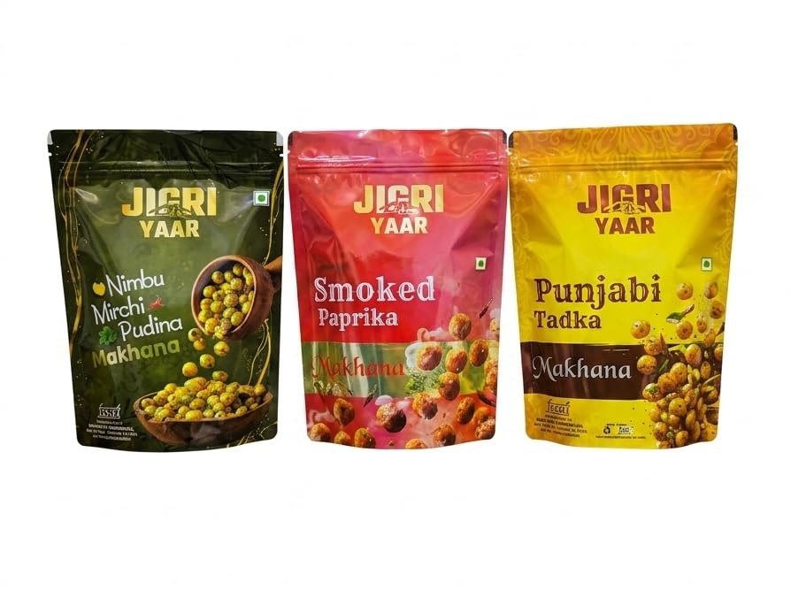 Rare Pure | Jigri Yaar | Pack of 3 | Nimbu Mirch Pudina, Smoked Paprika, Punjabi Tadka Makhana 60gm | High Protein Snacks | Nutritious Snack | Perfect Snacks-image-45