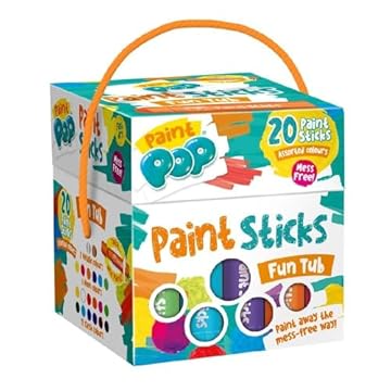 Paint Pop - Paint Sticks For Kids - 20 Pack Assorted Colours & Fun Storage Tub - Twist & Paint, Mess-Free, Fast Drying Action, Easy Clean Up, Vibrant Colours, Multi-Surface