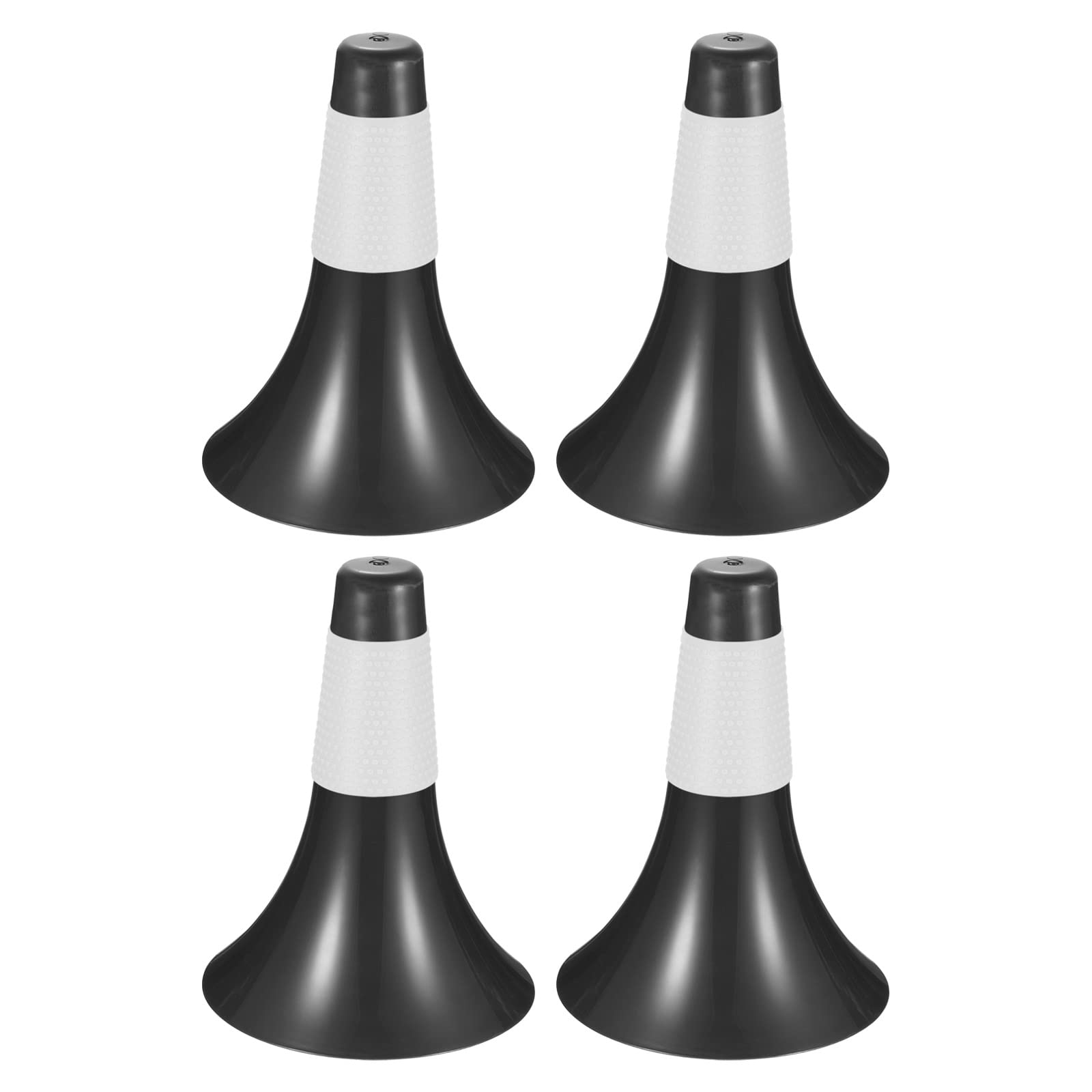 PATIKIL 7"x9" Deporte Conos, 4 Paquete Agilidad Entrenamiento Pelota Obstáculo Equipo con Goma Cubierta para Fútbol, Negro Blanco