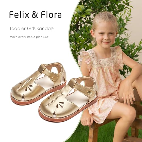 Image of Felix & Flora Toddler Girls Sandals Soft Rubber Princess Flat Shoes Flower Girl Shoes