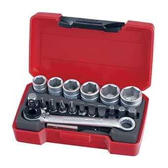 Teng Tools - 19pc Mini Socket & Bit Set - 1/4 Drive (8mm-13mm Sockets ...