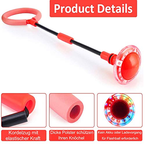 Swing Wheel mit Lichtrad, Kinder Blinkender Springring Fußkreisel, Faltbare Glühender Springender Ball, lustiges… – Bild 6