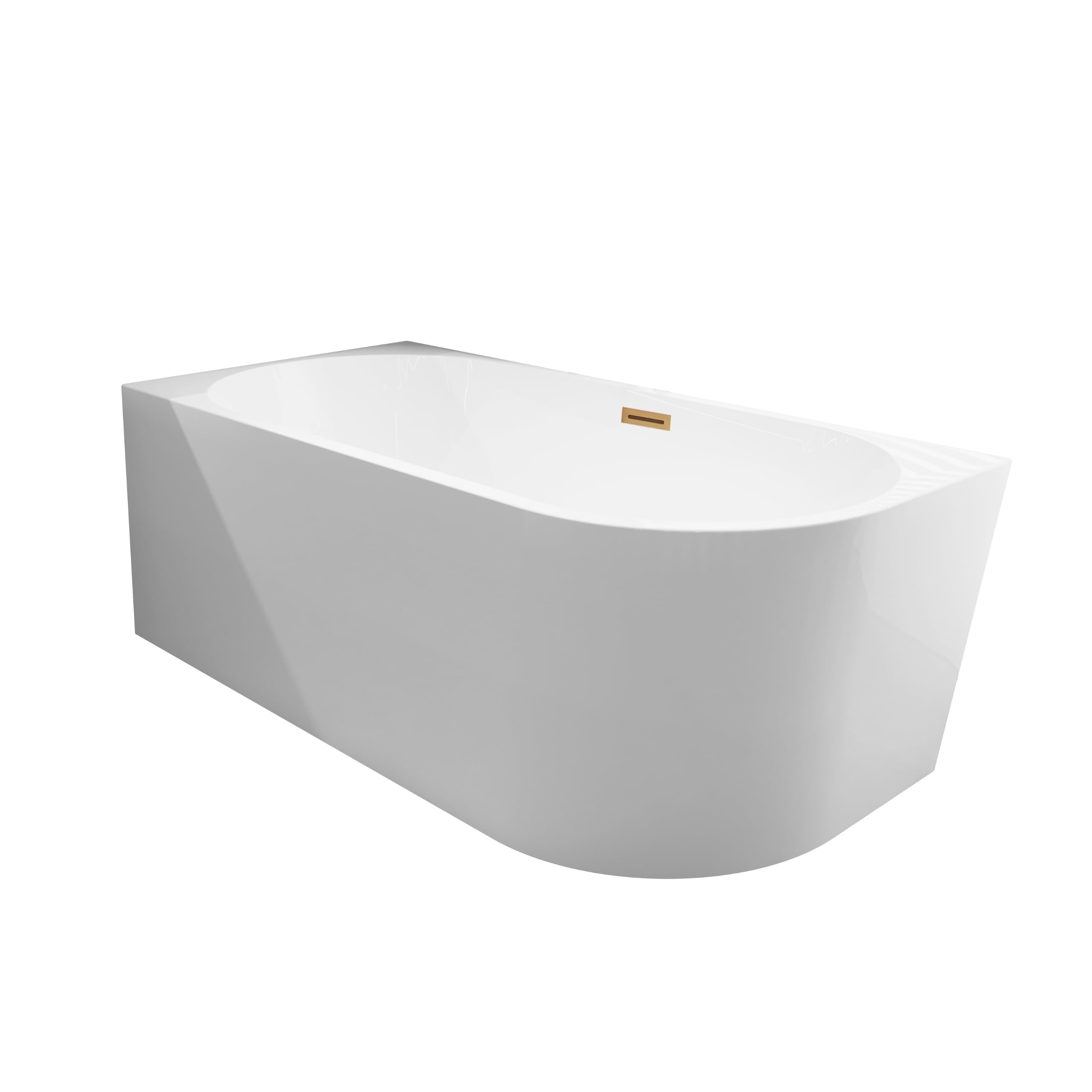 Balneo - Freistehende Badewanne - Eckbadewanne AVOLA - Acryl mit Stahlgestell - 6 Stabilisatorfüße - Überlauf und Klickverschluss - Modernes Design - links - Kupfer - 170x80cm