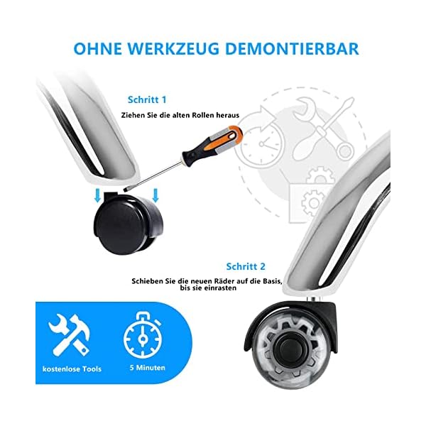 Ersatz-bürostuhl rollen（1000KG）–11x22MM rollen für bürostühle, Leichtgängige und leise hartbodenrollen… – Bild 9