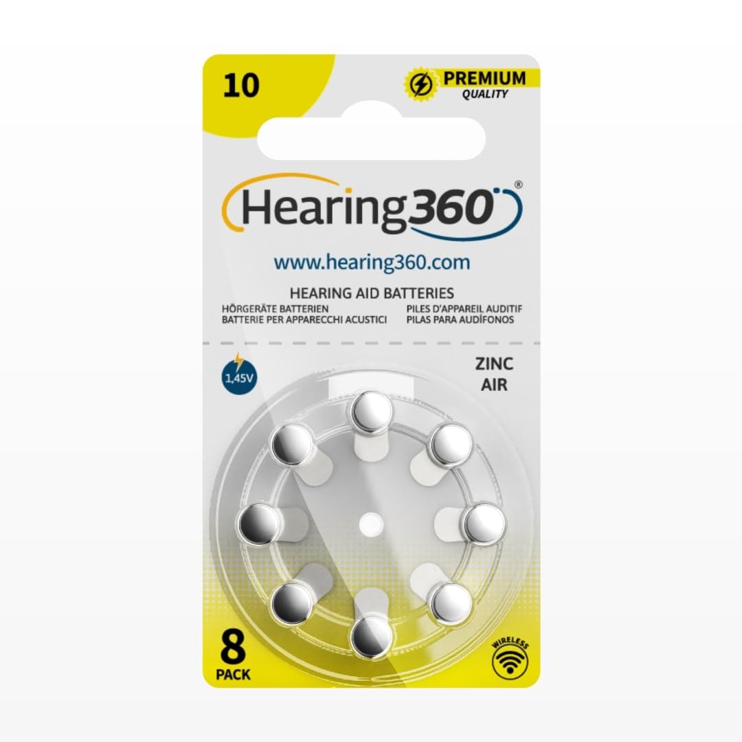 120 batterie per apparecchi acustici misura 10 qualità premium, durata extra, compatibili con tutti i modelli, senza mercurio (15 blister da 8 pile)