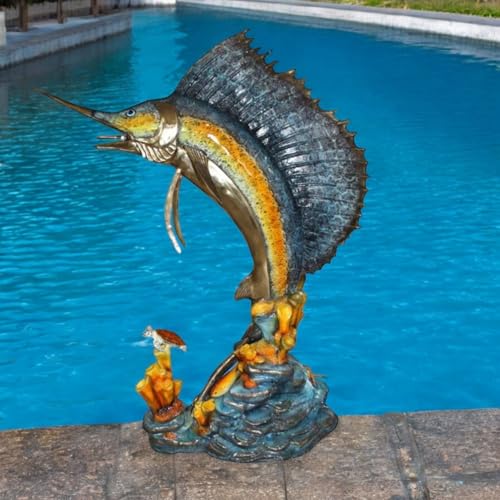 Estatua Grande de Pez Vela en Bronce para Decoración miniatura 2