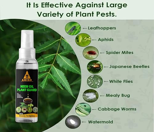 Image of Amish Herbal Neem Oil Spray 100 ml |100% Pure & Water-Soluble Neem Oil Spray for Plants | 100ml Ready-to-Use Plant Insecticide, Fungicide & Miticide | Safe for Indoor & Outdoor Garden