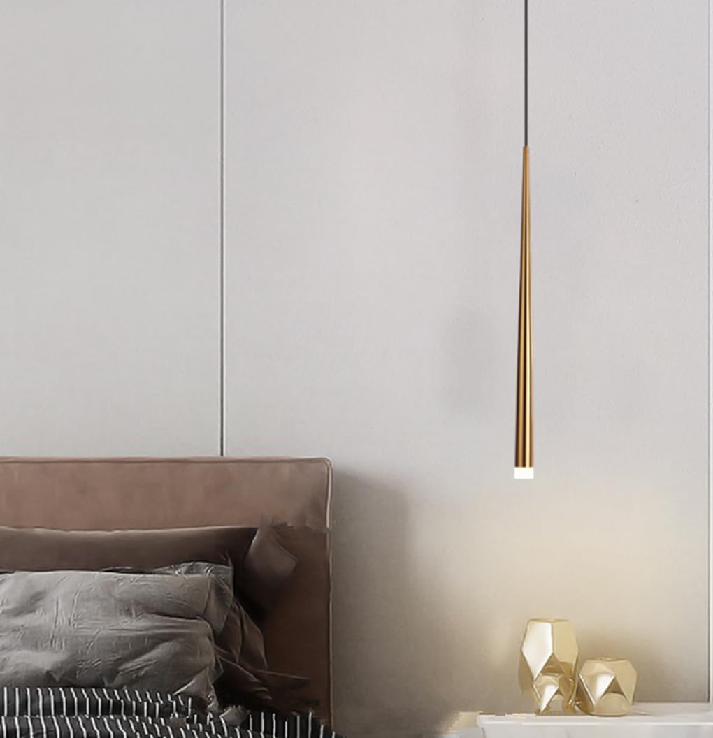 Lámpara colgante LED cono dorado de 3000K para techo de cocina y sala de estar