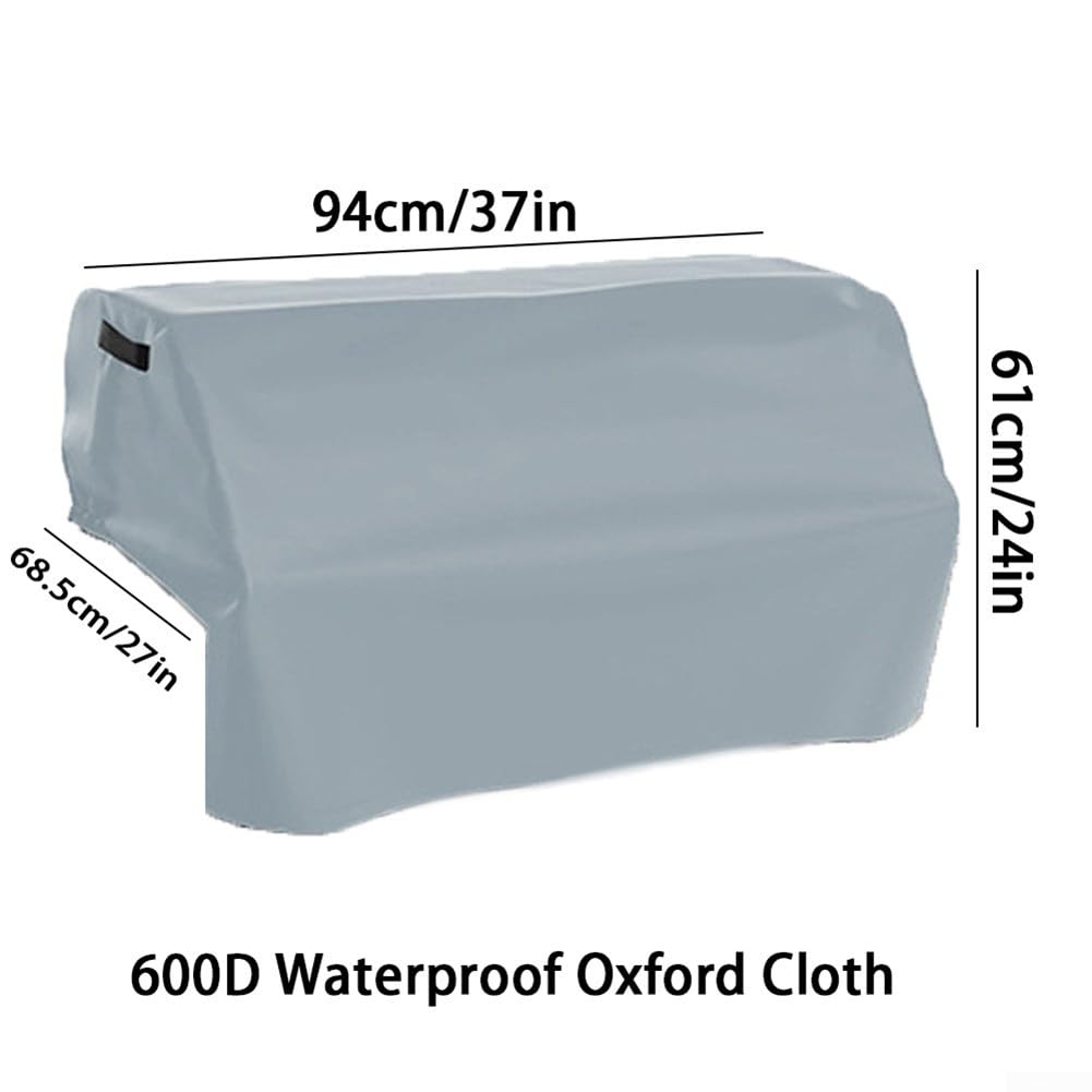 Premium 600D wodoodporny pokrowiec Oxford do grilla na świeżym powietrzu, elastyczny brzeg, kieszeń do przechowywania, kolor taupe, 94 x 68,5 x 61 cm, ochrona zintegrowanych grillów