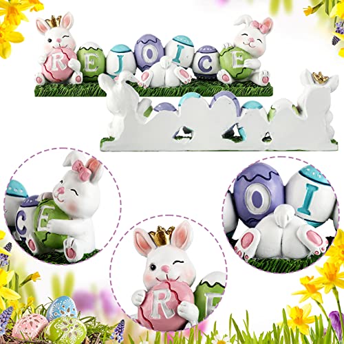 Yookeer-Easter-Decorations-Bunny-Rejoice-Table-Centerpieces-Colorful-Easter-Eggs-Bunny-Tabletop-Decorations-Inspirational-Spring-Rabbit-Figurines-for-Home-Living-Room-Bedroom-Holiday-Decor Yookeer Easter Decorations Bunny Rejoice Table Centerpieces Colorful Easter Eggs Bunny Tabletop Decorations Inspirational Spring Rabbit Figurines for Home Living Room Bedroom Holiday Decor