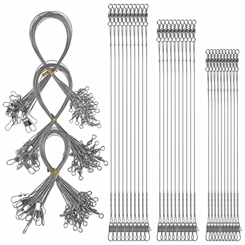 Drahtvorfächer zum Angeln - 60 Stück Angel-Edelstahl-Drahtvorfächer mit Barrle-Wirbel, Druckknöpfe, Köderhaken, Verbindungs-Set, Angelvorfachschnur Cover