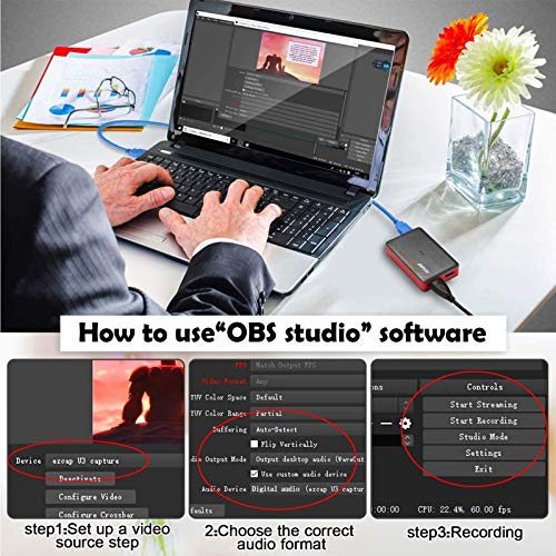 AGPTEK USB 3.0 HDMI HD Video Capture, Videoaufnahmekarte 1080P 60FPS Spiele Rekorder Box Live-Streaming Gerät für… – Bild 7