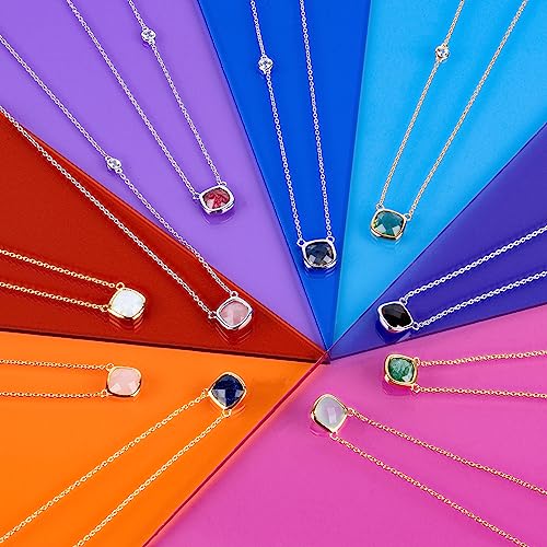 Nicole Miller 3Ct Opal Pendant Necklaces For Women 925 Sterling Silver Cushion Cut Pendant 18 Inch Chain With Spring Ring Clasp Gemstone Pendant October Birthstone Women's Necklace Fine Jewelry #TOP4