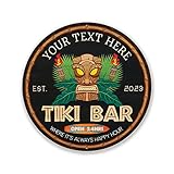 Personalized Tiki Bar Sign, Backyard Sign, Man Cave, Tiki Wall Decor, Tropical Sign, Beach Wall Art, Patio Plaque, Happy Hour, Made in USA 12' 200120050008