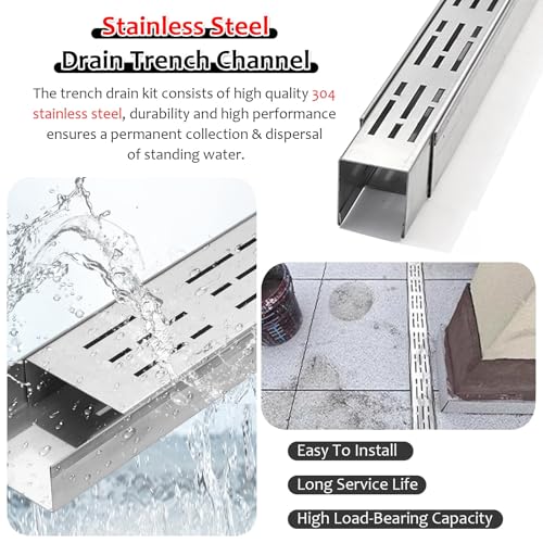 Canal de drenaje de acero inoxidable con rejilla duradera para exteriores exigentes 4