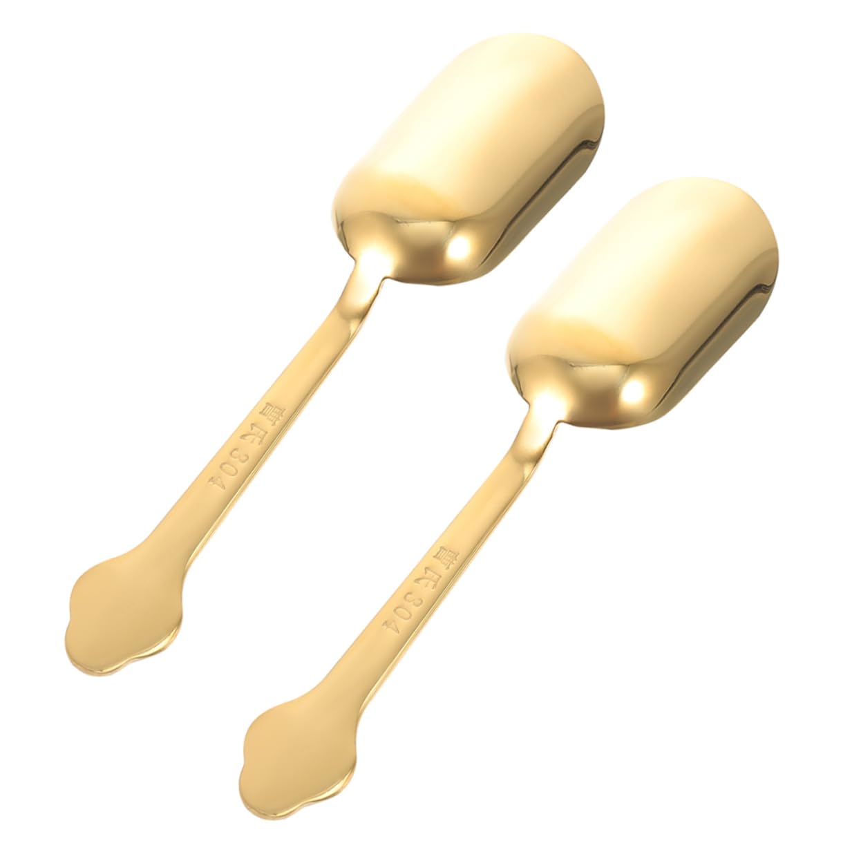 GLEAVI 2pcs Stainless Steel Tea Scoops Golden Tea Shovels and Spices Ergonomic Design for Home Hotel
