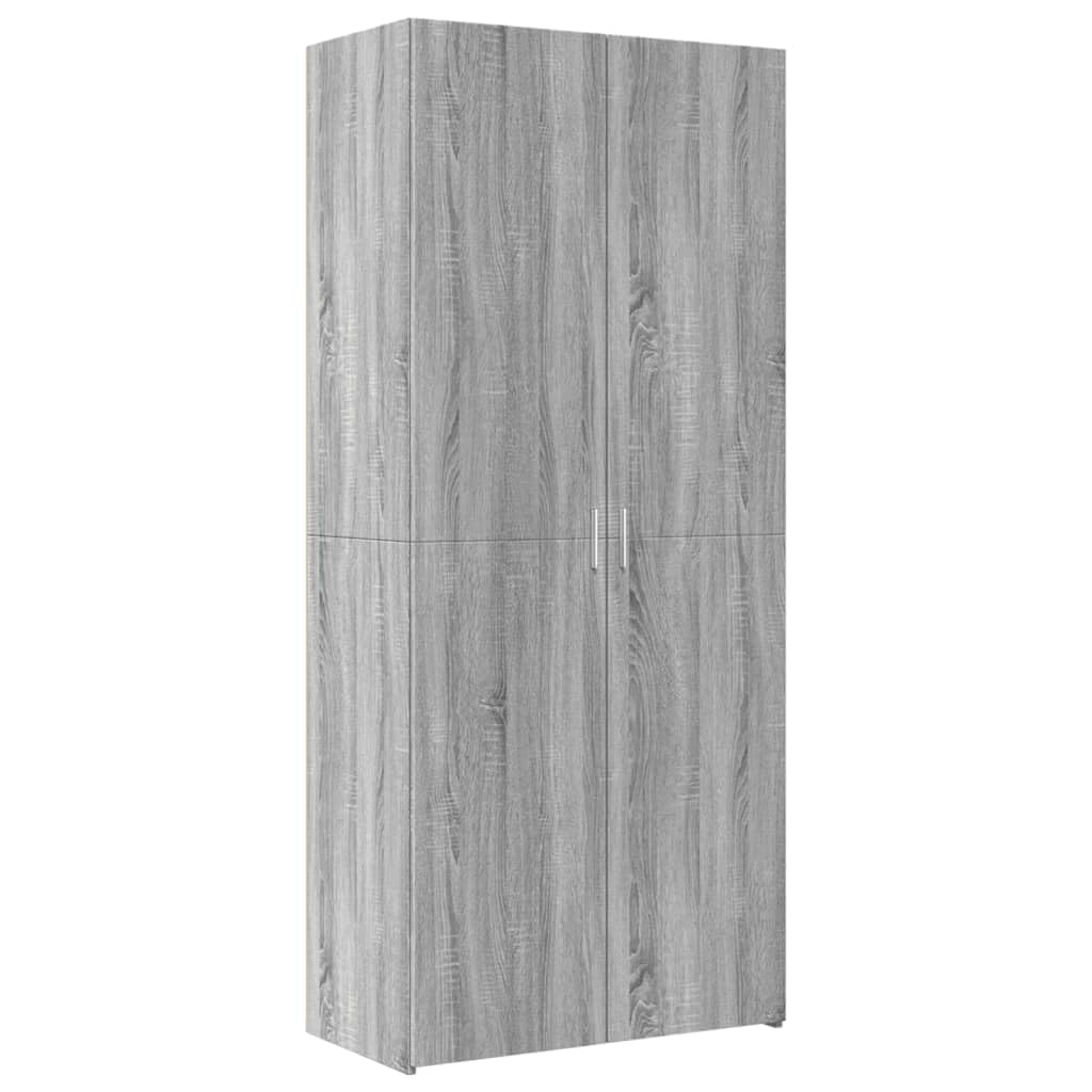 Higieniczna szafka Sonoma szara, 80 x 42,5 x 185 cm, szafka z drzwiami z materiału drewnopochodnego, regał stojący do sypialni, salonu, wszechstronne przechowywanie mebli